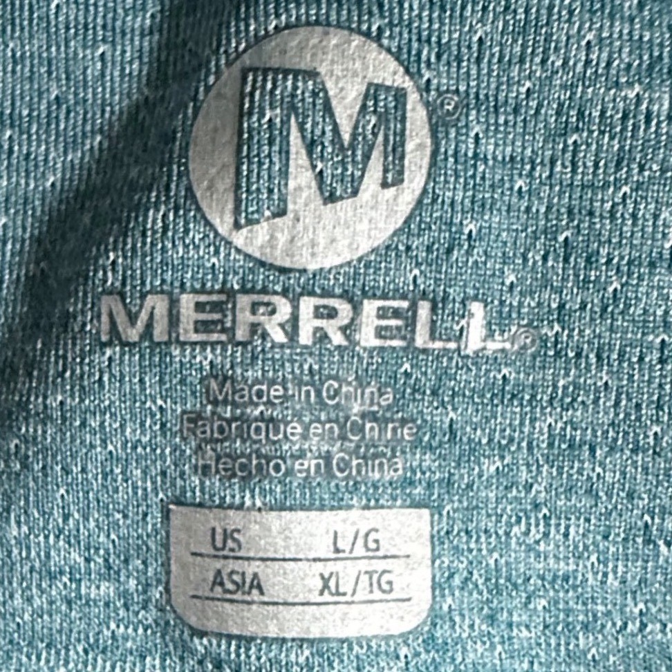 Merrell Womens Large Quarter Zip Pullover Heather Teal Blue Hiking Active Top