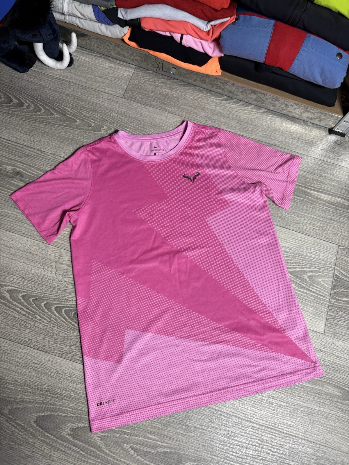Rafa Nadal Nike Court Tennis Short Sleeve Pink T-Shirt Dri-Fit Women’s sz Large