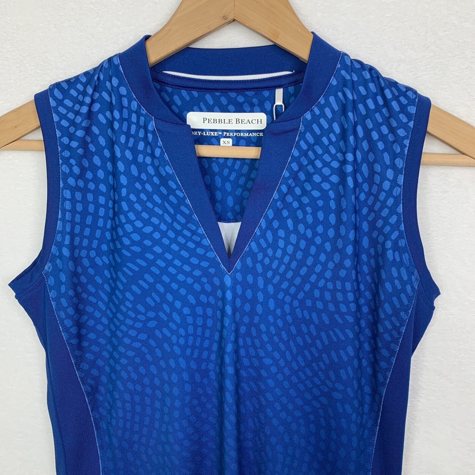 Pebble Beach Dry Luxe Performance Womens Golf Tank XS Blue UV Protection Stretch