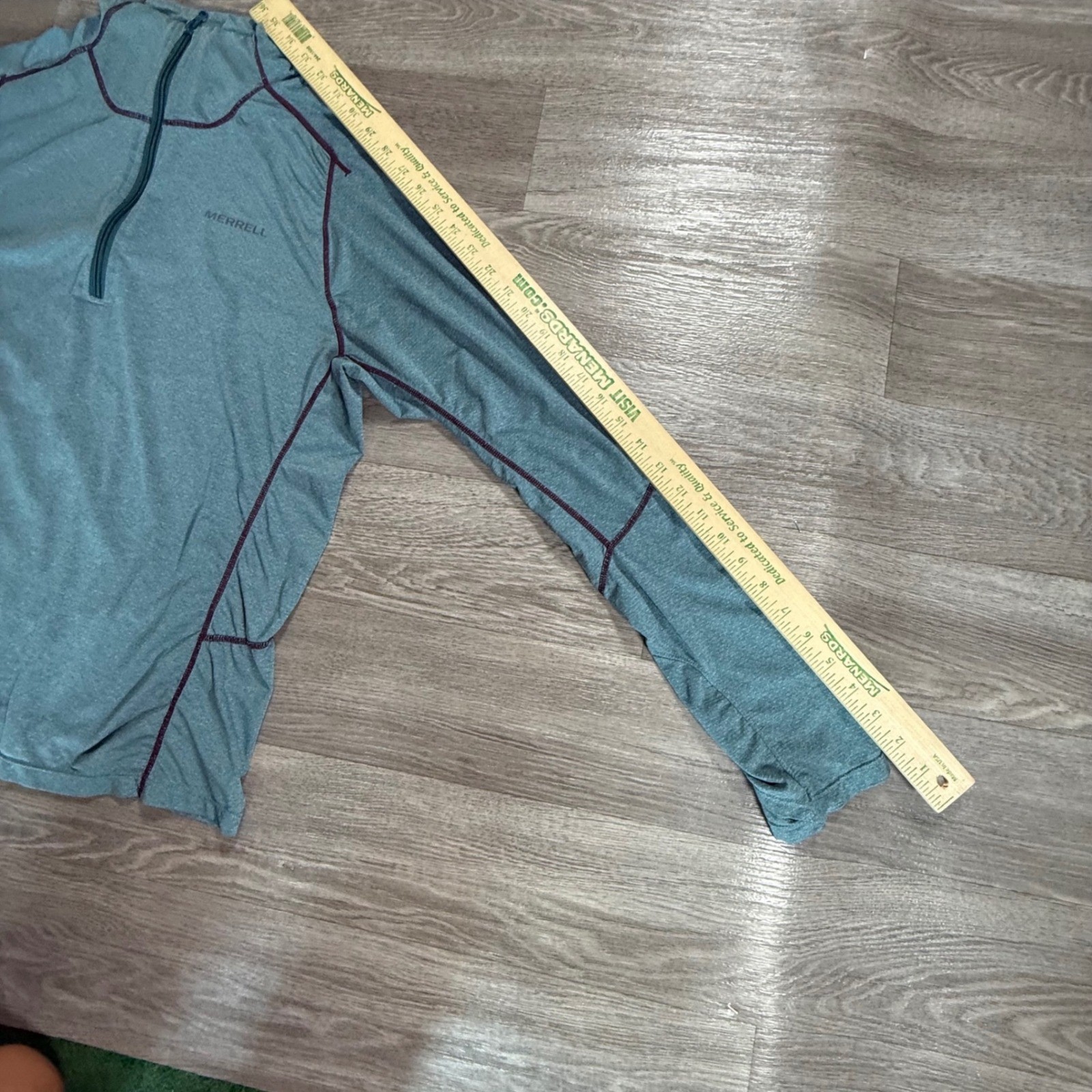 Merrell Womens Large Quarter Zip Pullover Heather Teal Blue Hiking Active Top