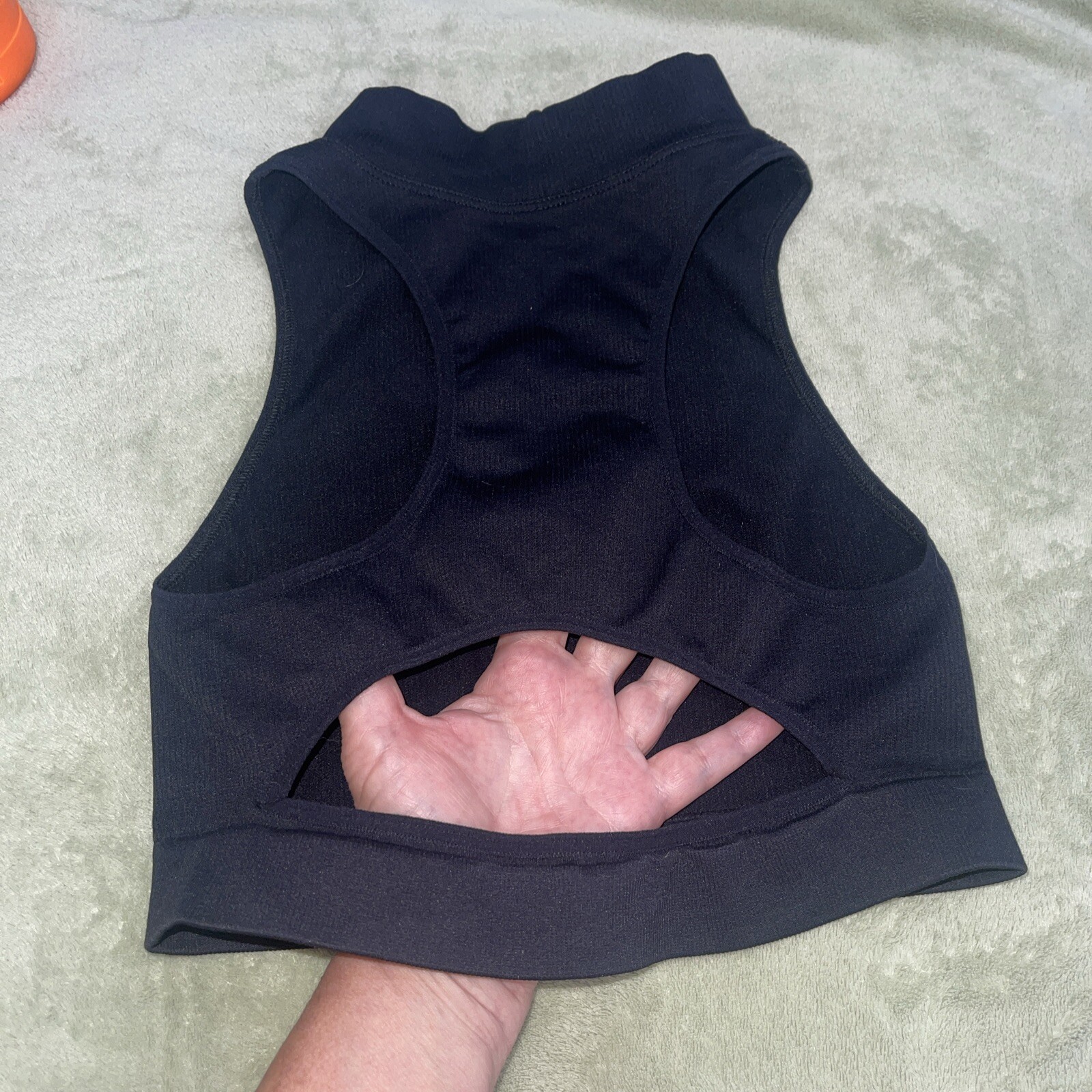 Capezio Mock Neck Sleeveless Basic Rib-Knit Crop Cutout Back Tank Tops Sz M/L