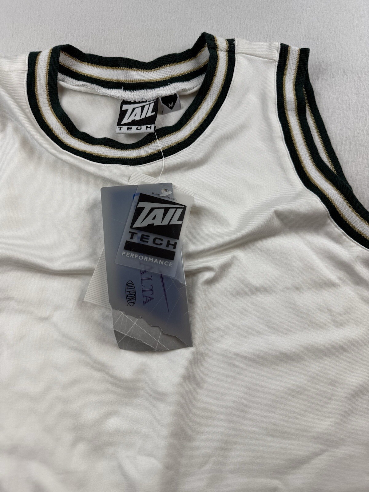Tail Tech White Performance Athletic Tank Hunter Green Gold Trim Size M NWT