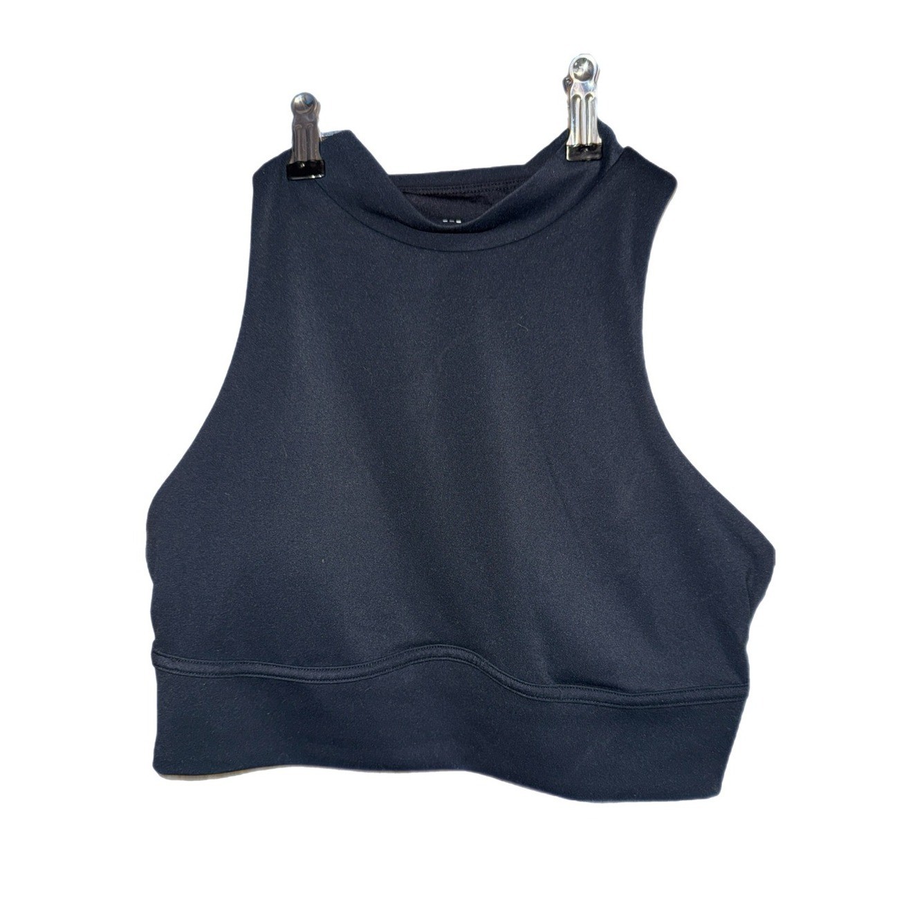 All in Motion – Black High‑Neck Cutout Athletic Crop Top – Size Medium