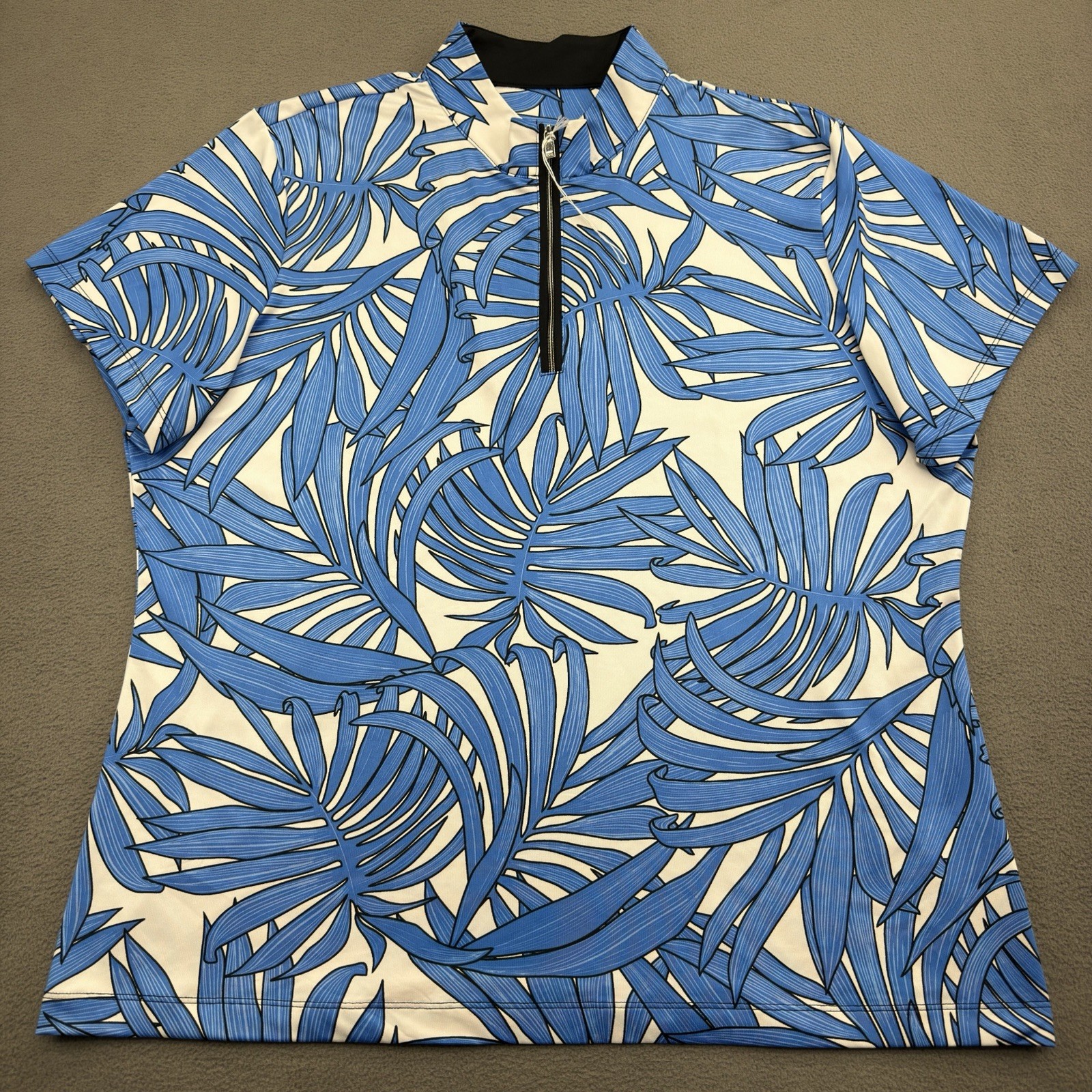 Tail White Label Women’s Plus XXL Tropical Quarter Zip Top Short Sleeve UPF 50+