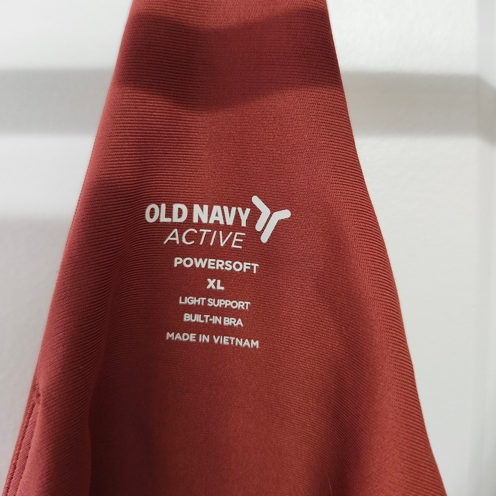 Old Navy Active PowerSoft High Neck Crop Tank Top Rust XL Built-In Bra Strappy
