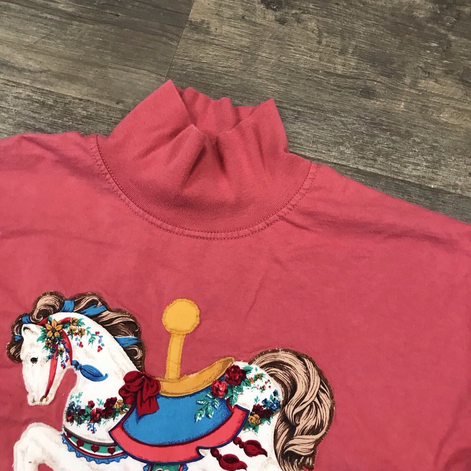 Vintage Russell Athletic Turtleneck Pullover Carousel Horse Size Large USA (341)