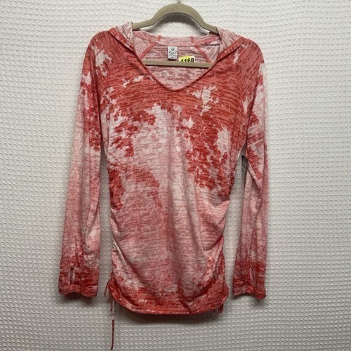NWT Kuhl Burnout Red Hooded Long Sleeve Thumb Holes T-Shirt Top Women M USA