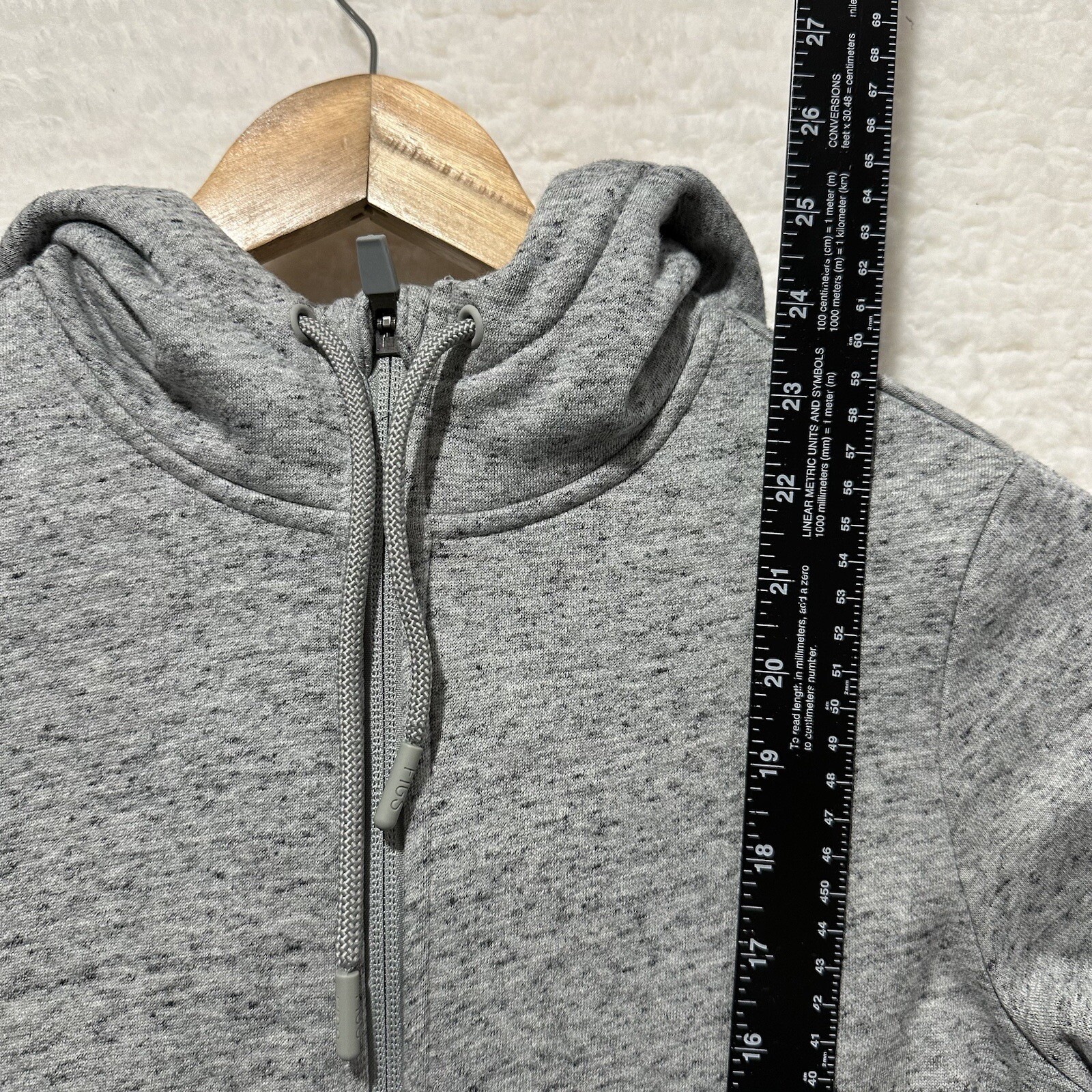 FIGS Essential Heather Gray Full Zip Hooded Sweatshirt Fleece Jacket Sz XXS EUC