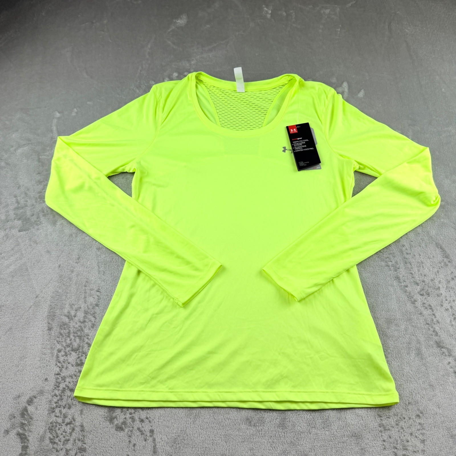 Under Armour HeatGear Long Sleeve Fitted Training Top Neon Yellow Women’s Medium