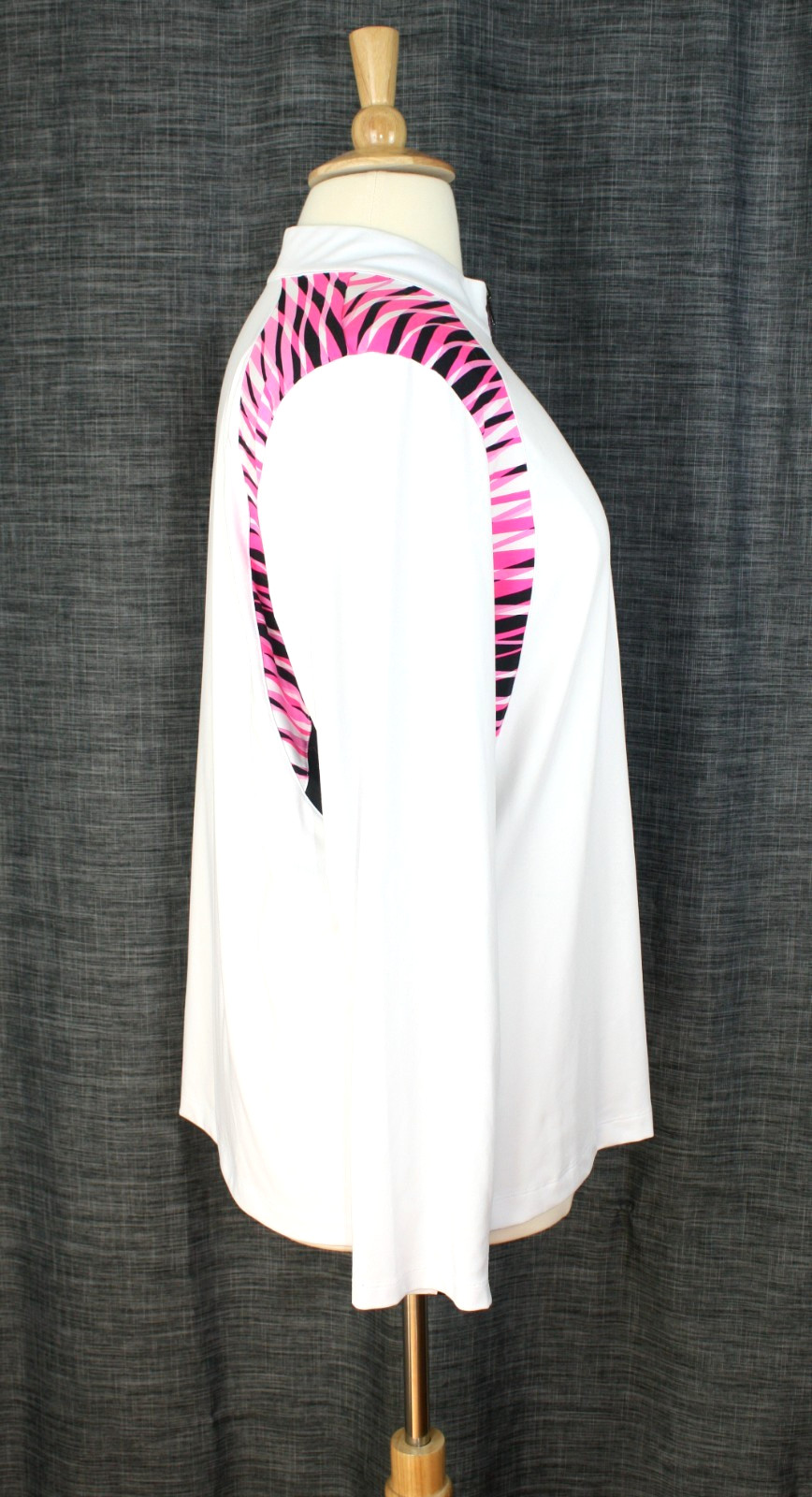 TAIL White Label Athletic Knit Top Plus 2X White Black Multi Color Block LS #03