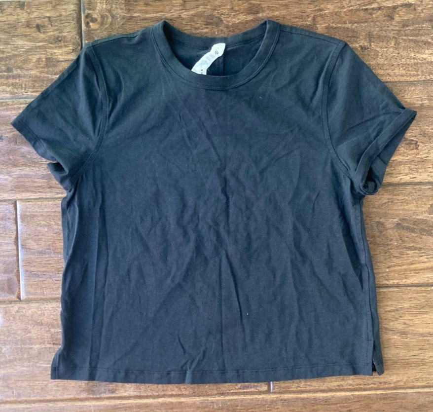 Lululemon Classic-Fit Cotton Linen Blend T-Shirt Black Size 4 Closet Basic