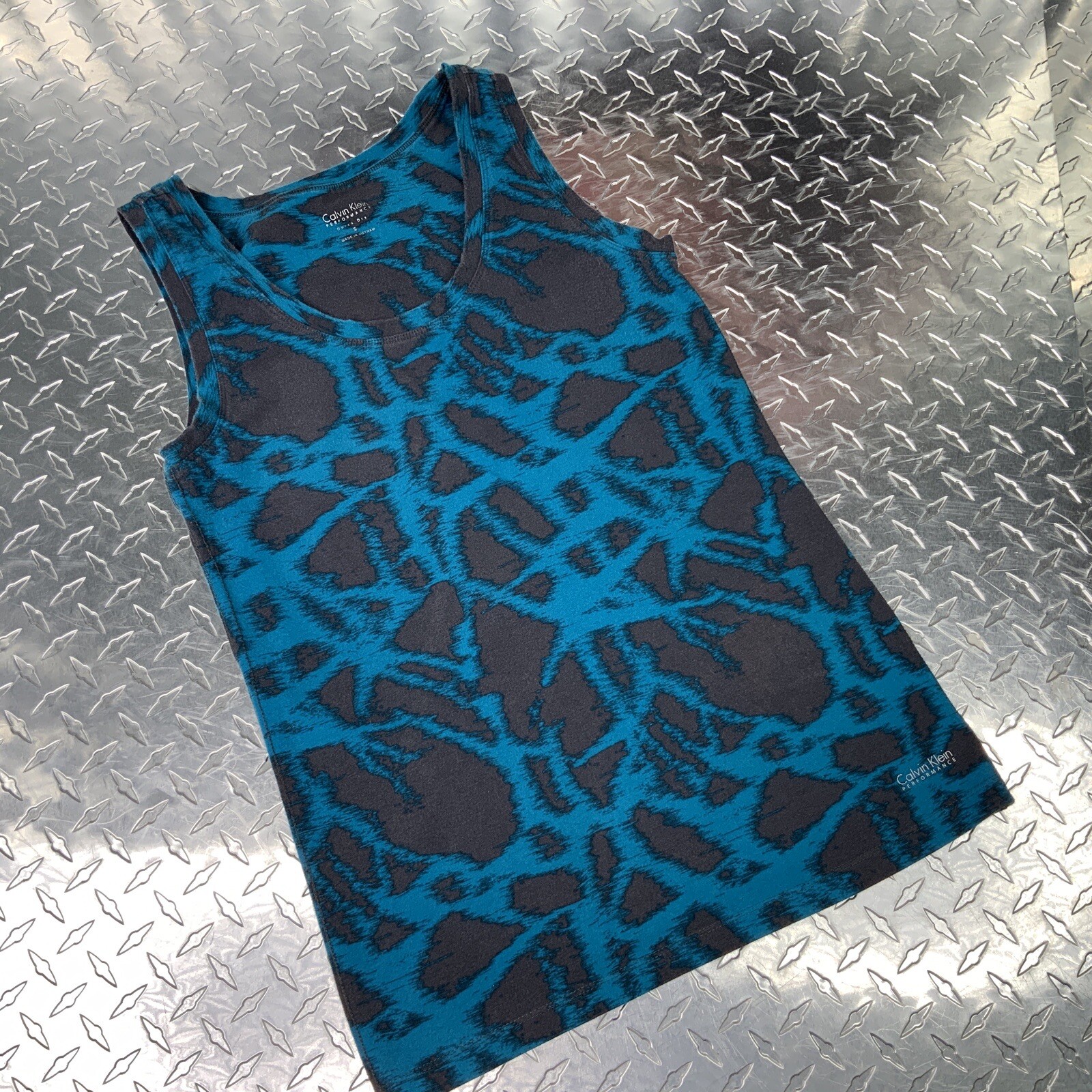 Calvin Klein Size Small Performance Quick Dry Tank Top Pull Over Turquoise Grey