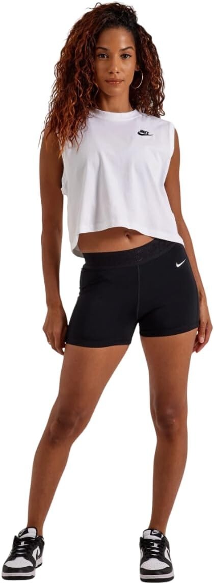 Nike Sportswear Club Women’s Sleeveless Cropped Top (White/Black) Size Large
