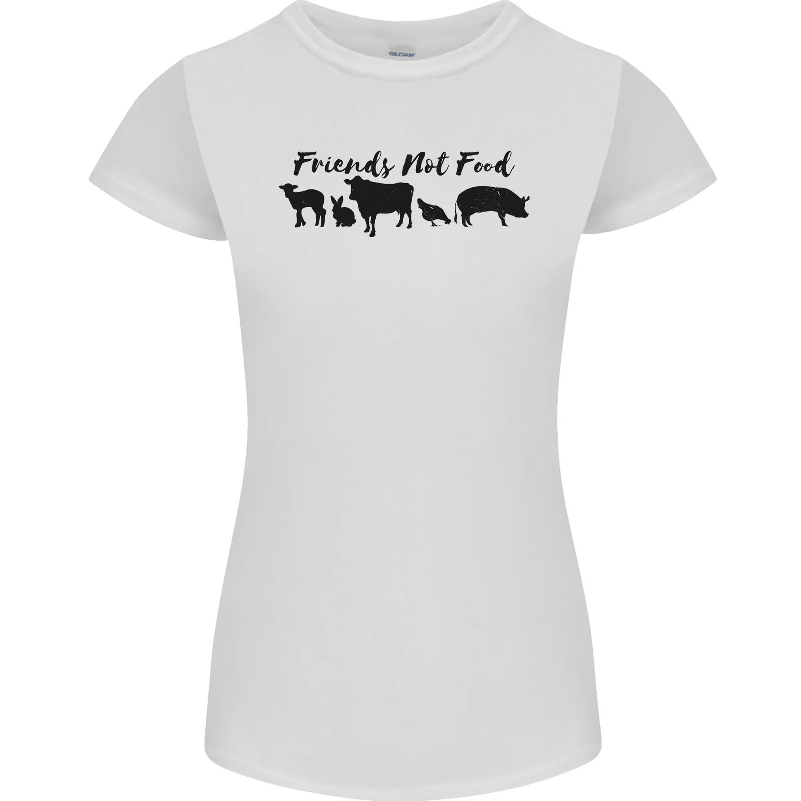 Vegetarian Animals Friends Not Food Vegan Womens Petite Cut T-Shirt