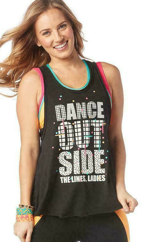 Zumba Dance Outside Loose Tank – Bold Black Z1T01705 size S (B283)