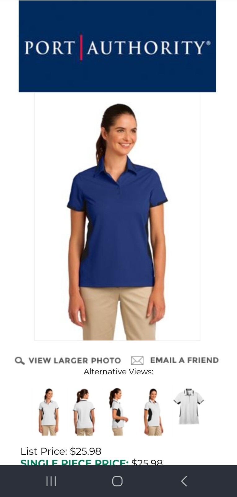 Ladies Port Authority L524 Dry Zone Colorblock Ottoman Polo Short Sleeve