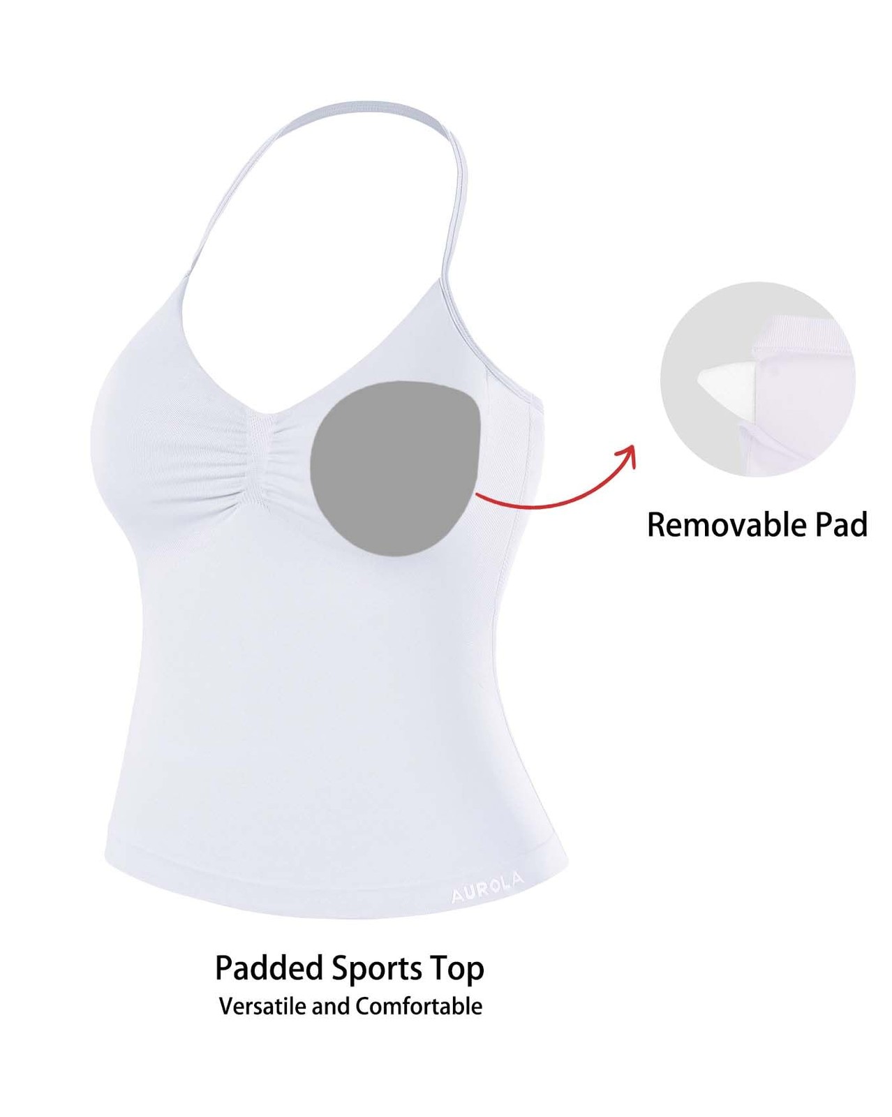 Influence Longline Strappy Workout Halter Tops for ,Removable Cups Padded Bra…