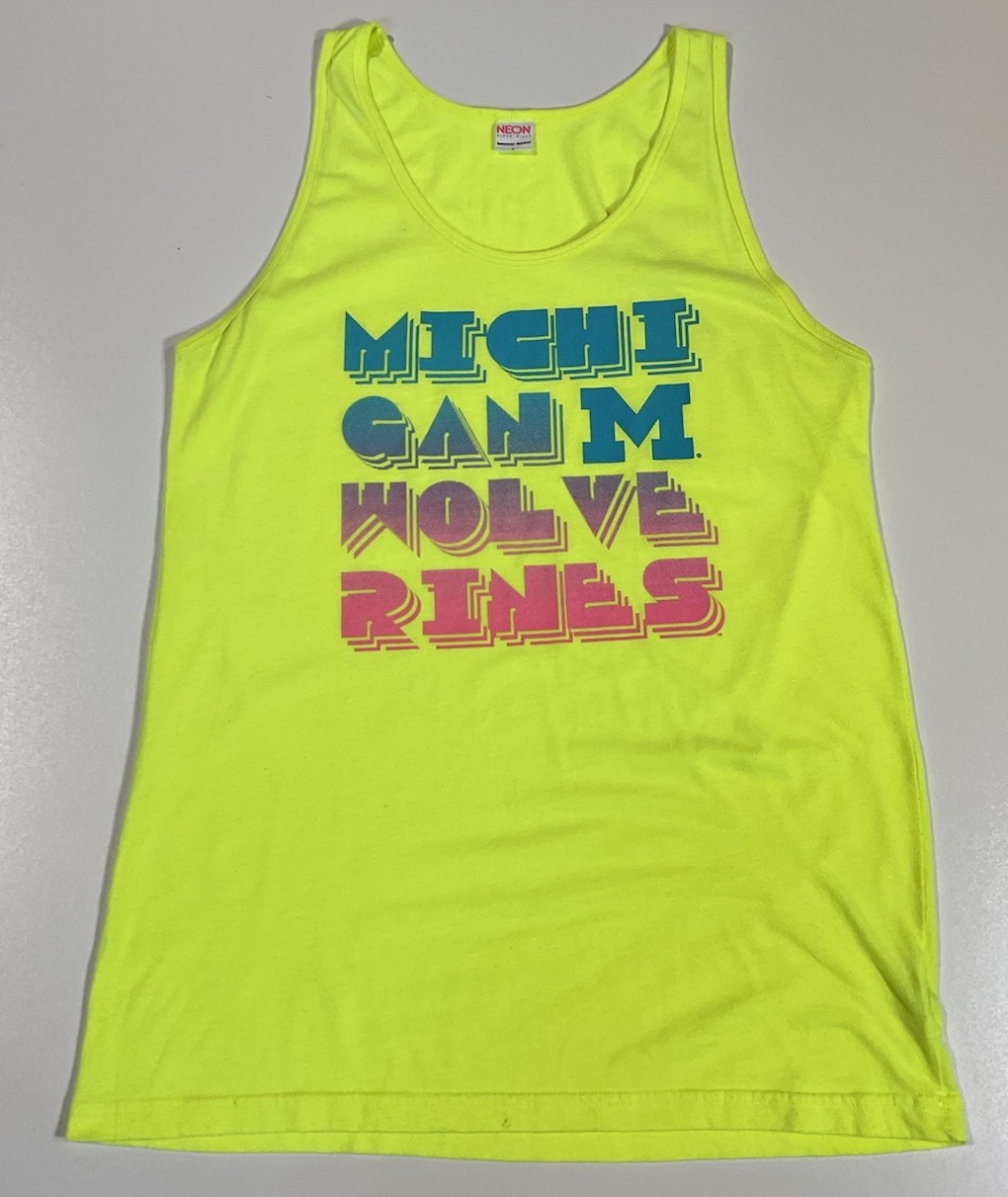 Michigan Wolverines Neon American Apparel Tank Top Sz L Indie Sleaze Y2K