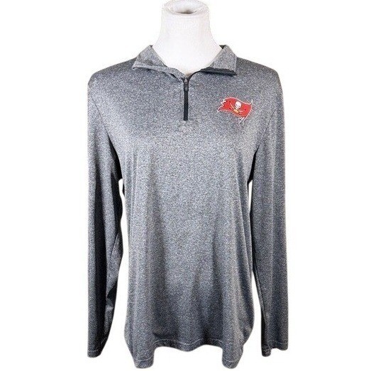 Tampa Bay Buccaneers NFL Team Apparel Quarter Zip Pullover Gray Mens Medium M