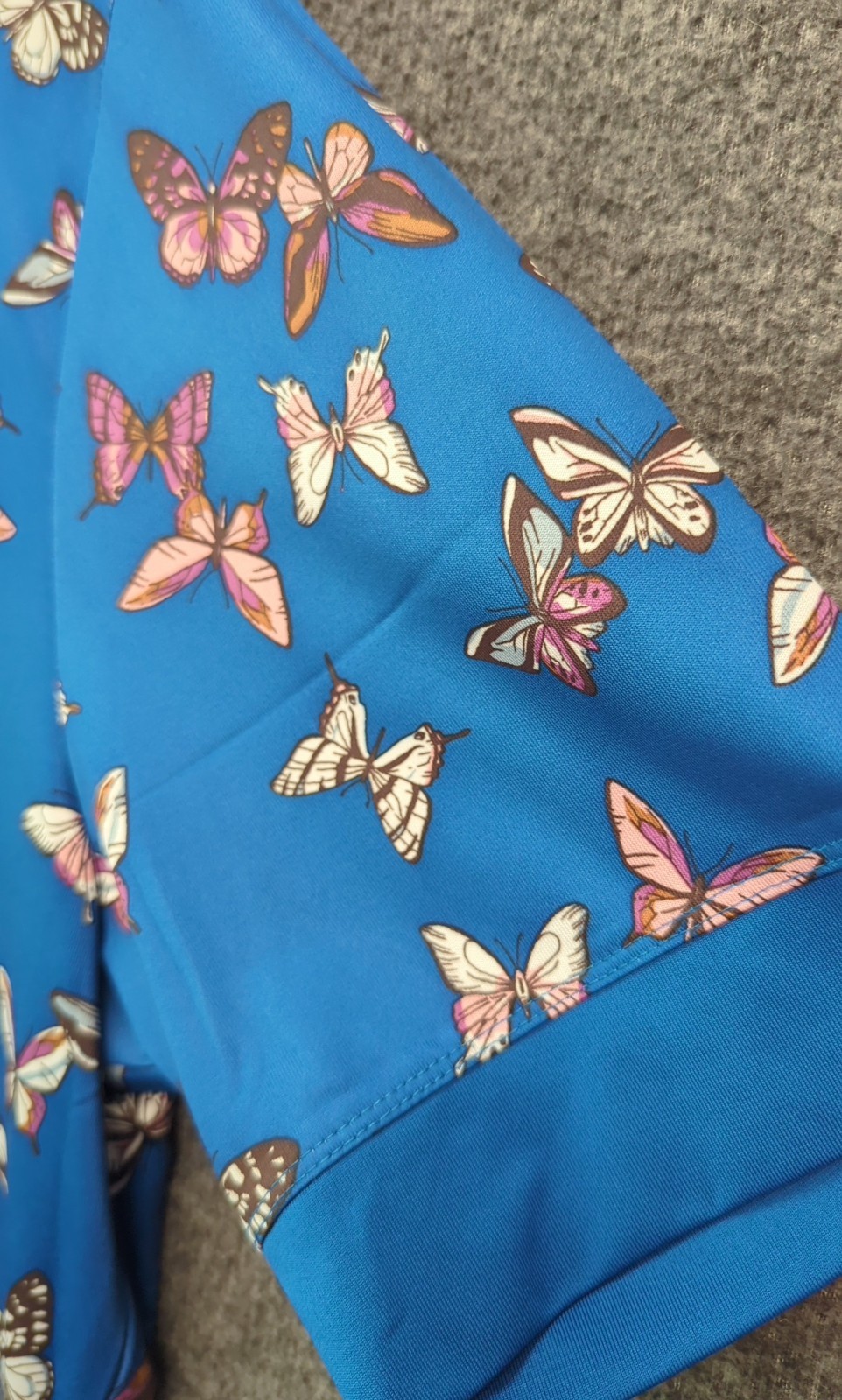 Perry Ellis Womens XL Butterfly Print Golf Polo Shirt Opti Dri Performance Top