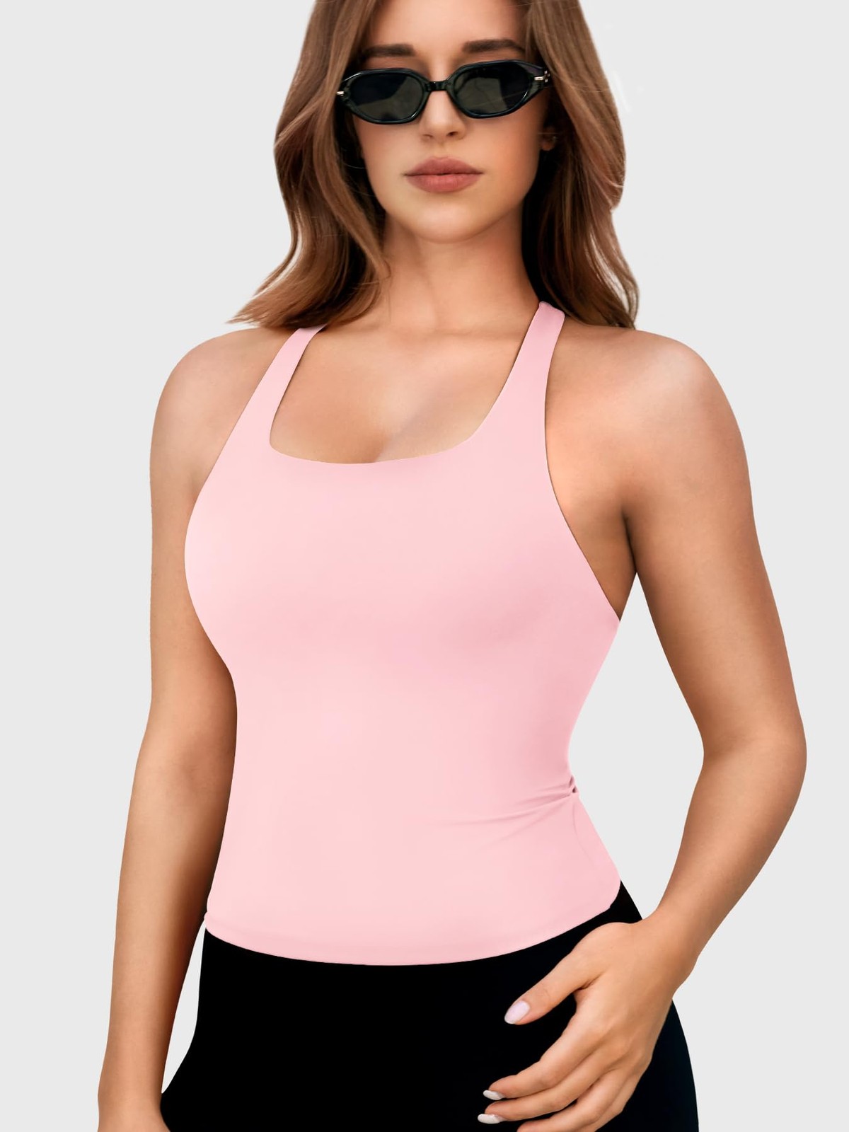 CoreFlex Racerback Workout Tank Tops for Light Pink M