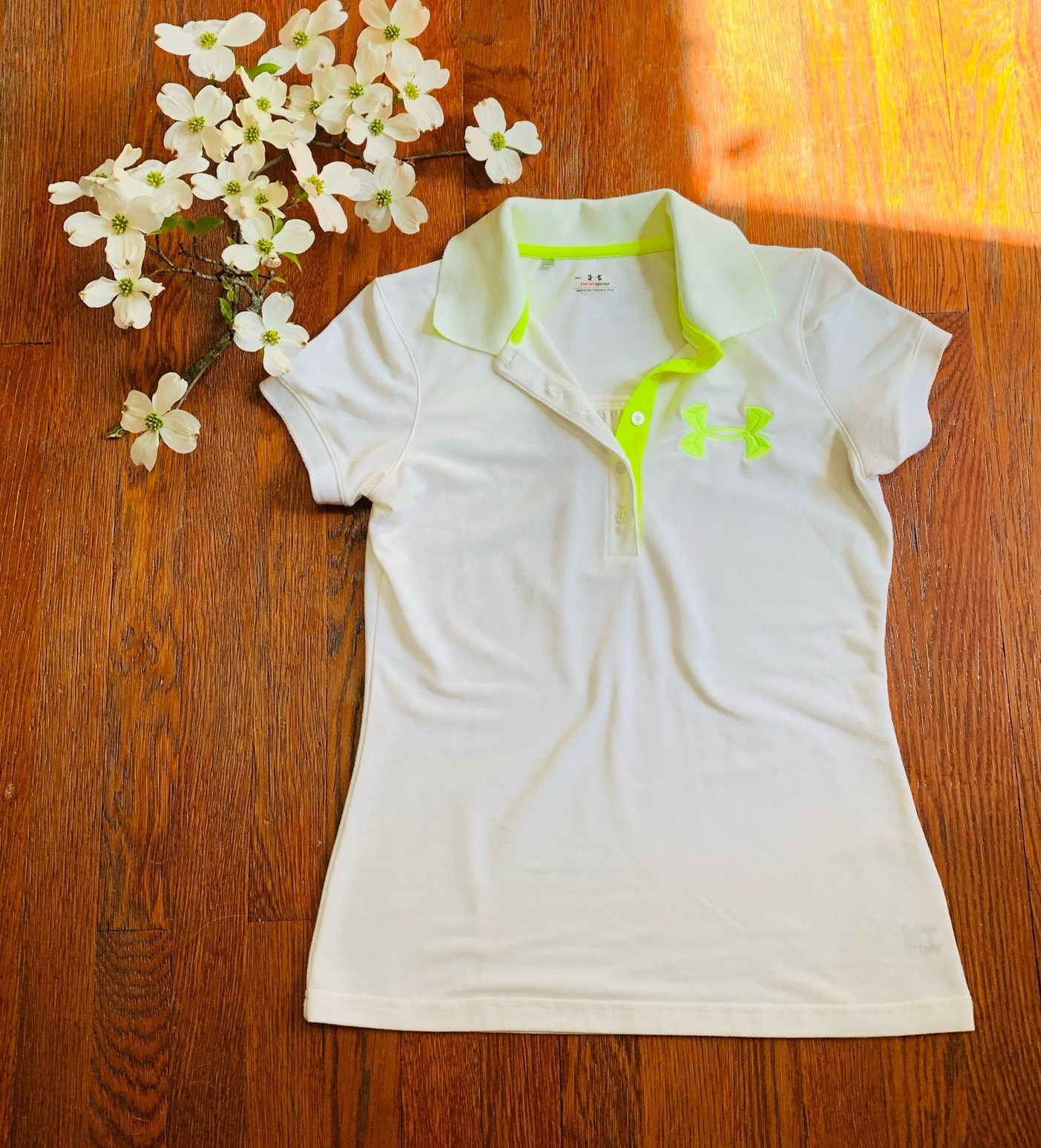 Under Armour Shirt Polo Heat Gear UPF 30+ Semi-Fitted MSRP: $60 Small White EUC
