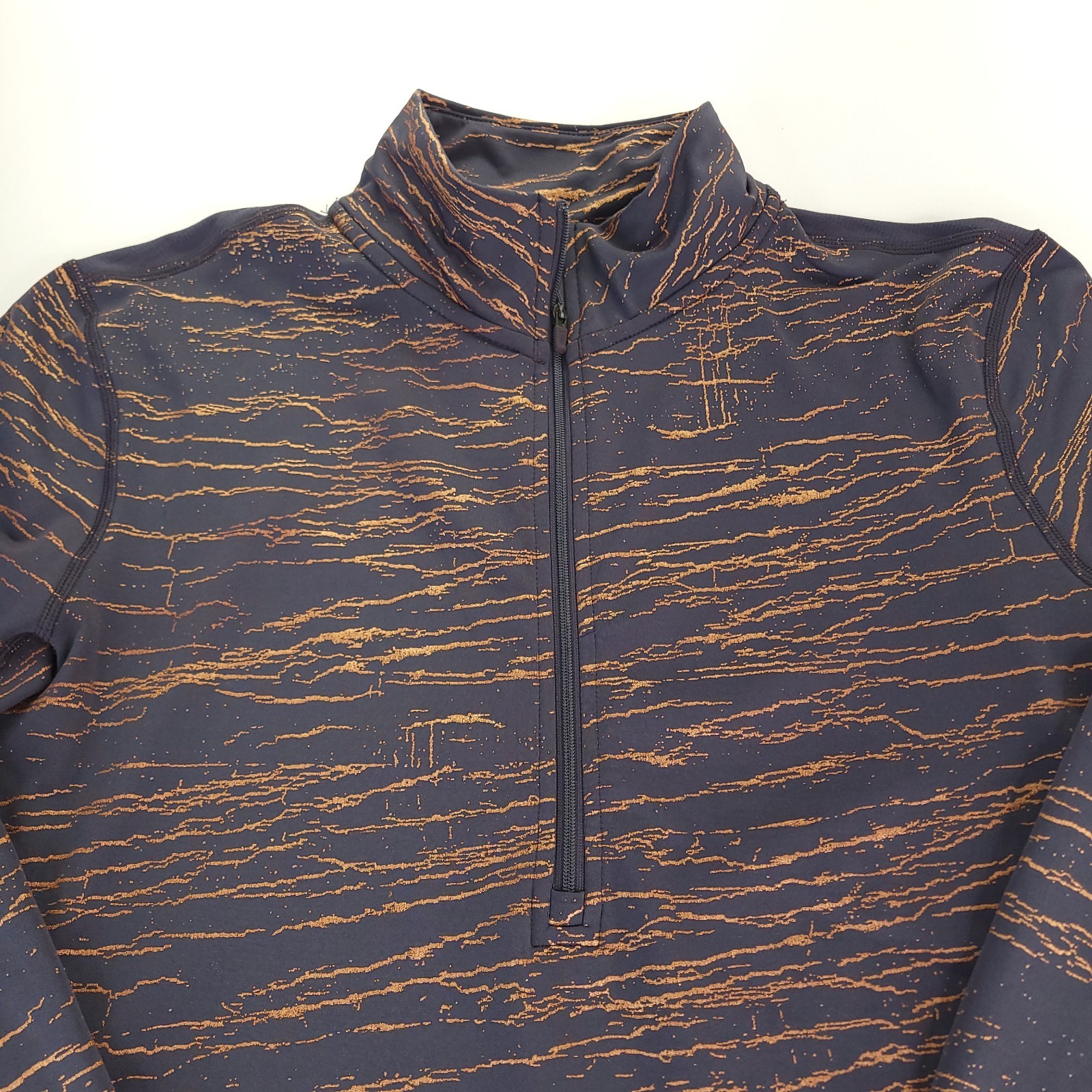 Nike Pro Shirt Womens Large Charcoal Gray and Copper Dri-Fit Half Zip Kintsugi