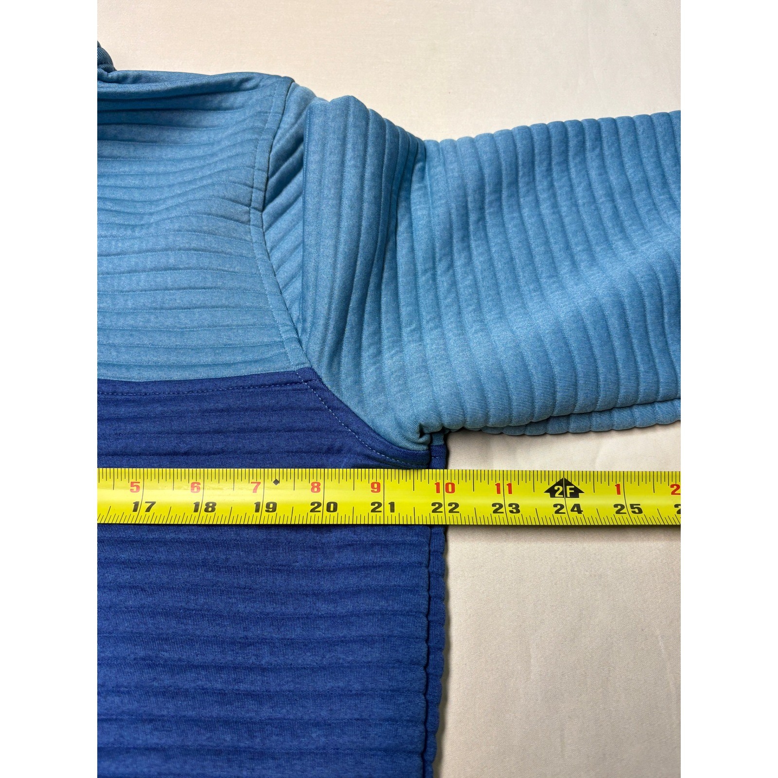 LL Bean AirLight Knit Pullover Womens L Tall Blue Colorblock Snap Neck 512776