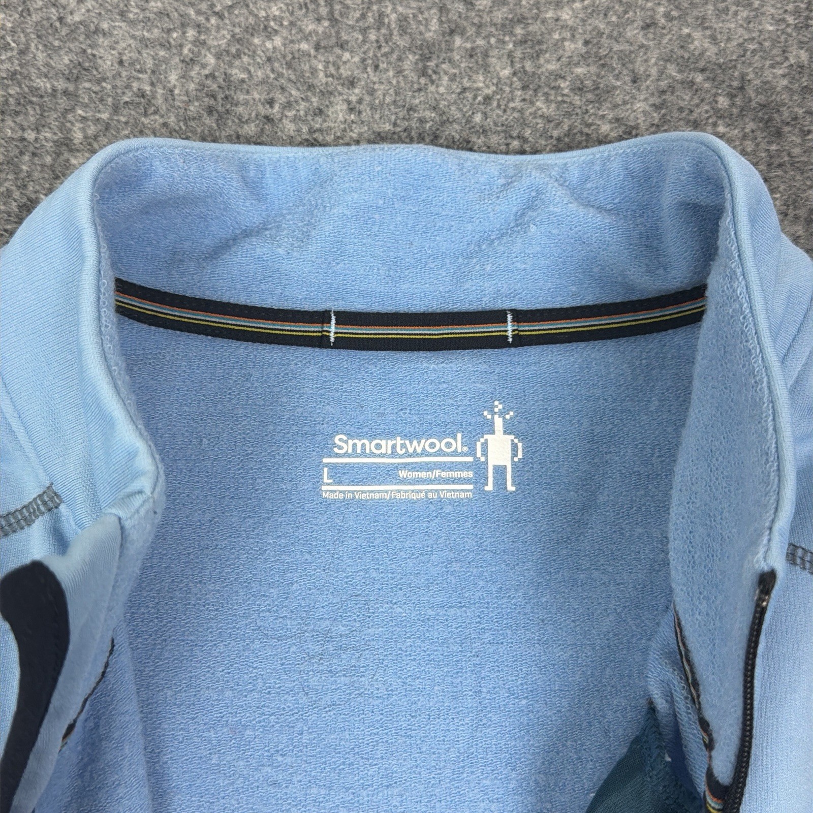 Smartwool Pullover Womens L Blue 1/4 Zip Merino Blend Thumbholes Outdoor Run