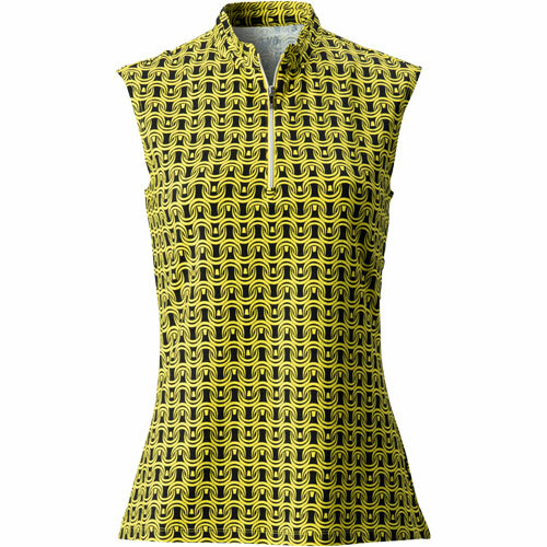 Nivo Luisa Sleeveless Yellow Black 1/4 Zip Golf Shirt Ladies XS or Small NEW NWT