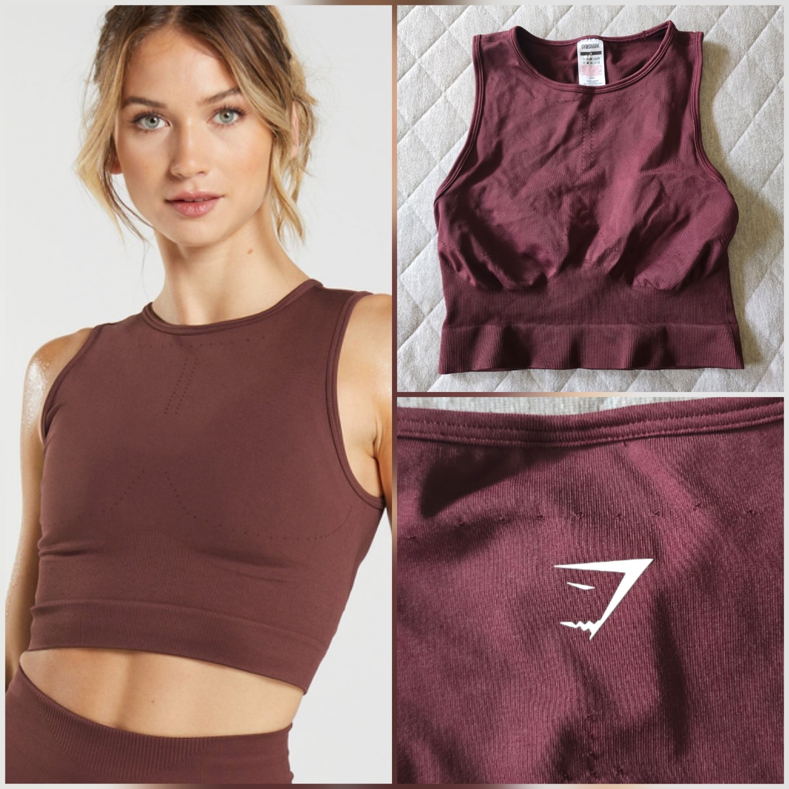 Gymshark Sweat Seamless Midi Tank Medium Baked Maroon