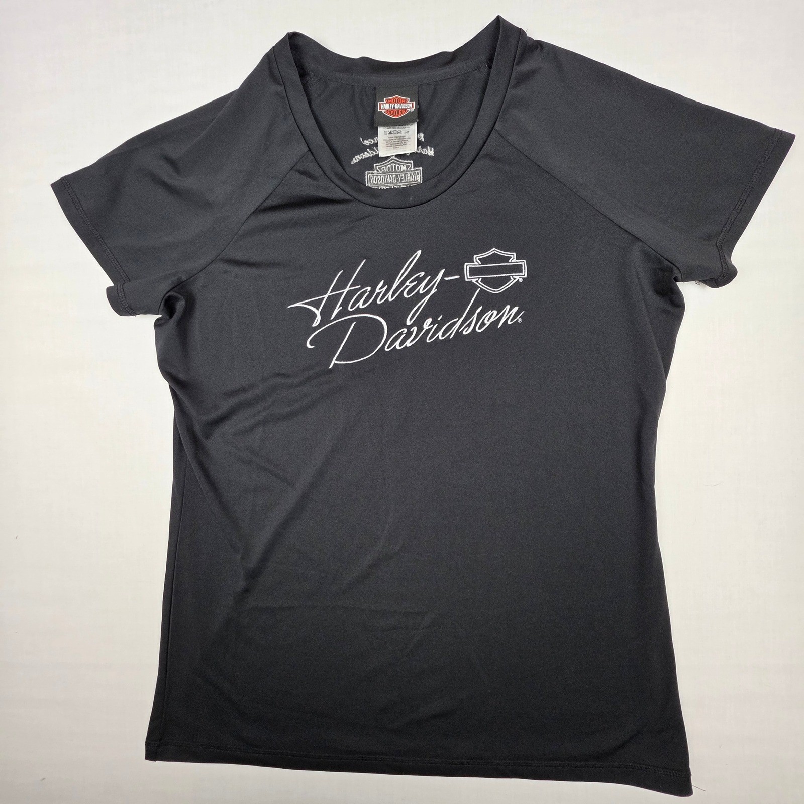 Harley Davidson Performance T Shirt Womens L Black Script Logo Syracuse NY