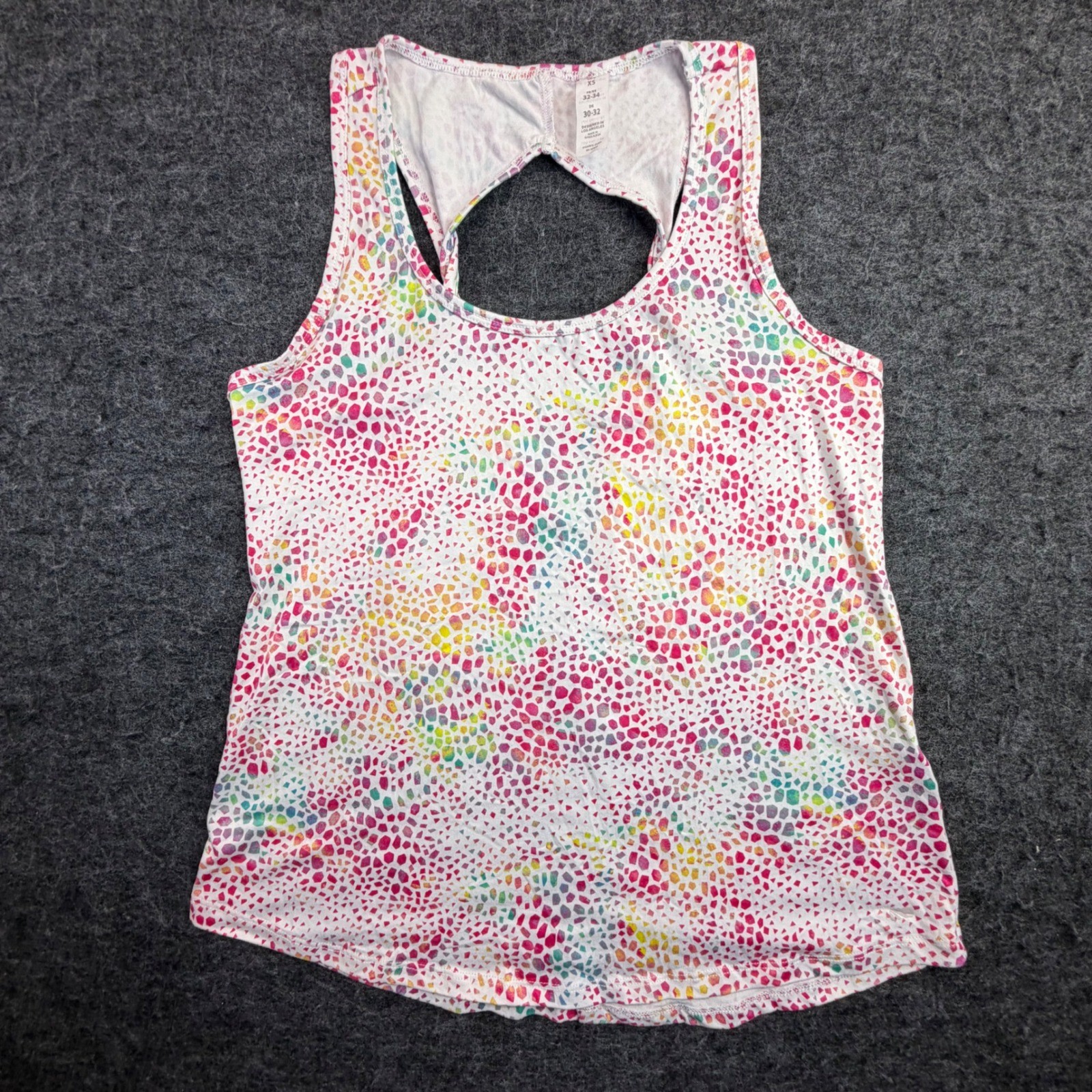 Marika Tank Top Women XS Multi Color Geometric Mosaic Print Keyhole Racerback