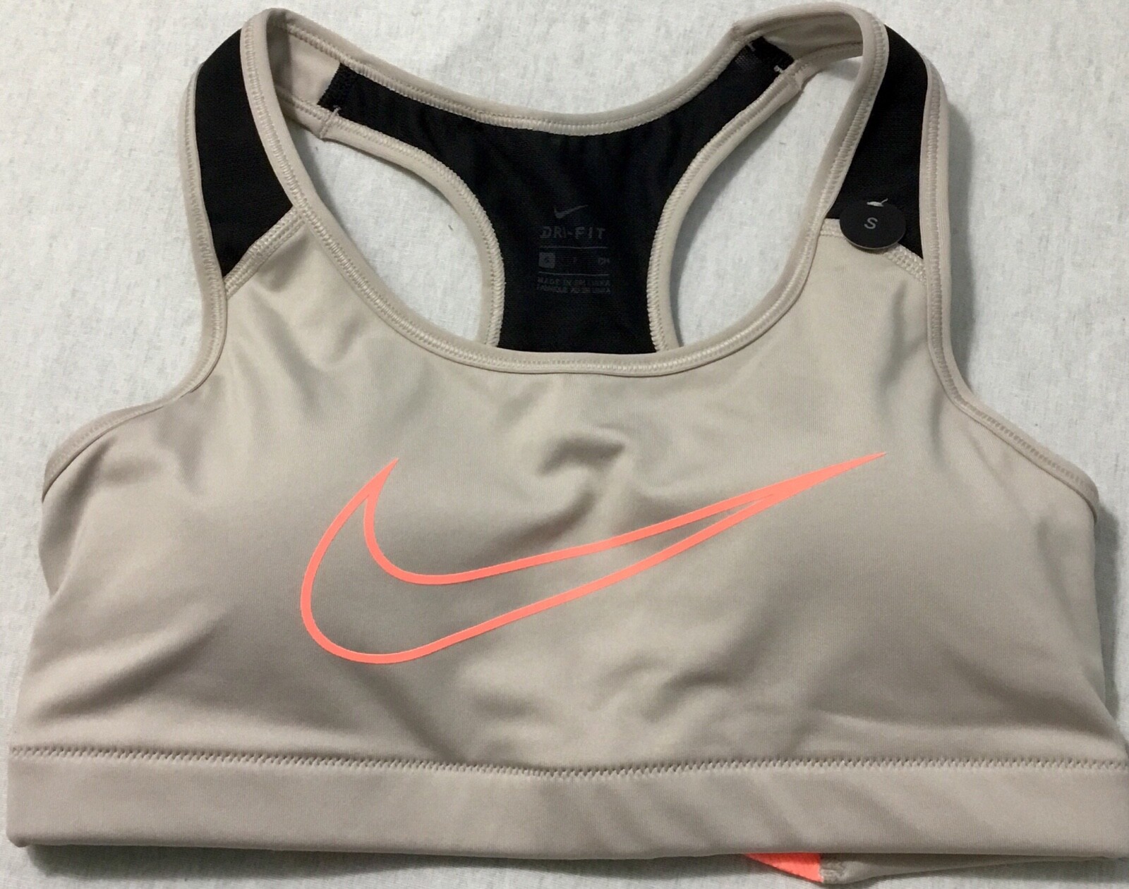 NIKE Women’s Padded Classic Sports Bra Medium Support AT4288 Tan Size S