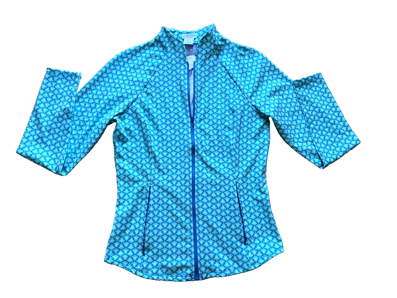 NWT NEW SIGRID OLSEN Golf and Tennis printed full zip top zipped pockets S SMALL