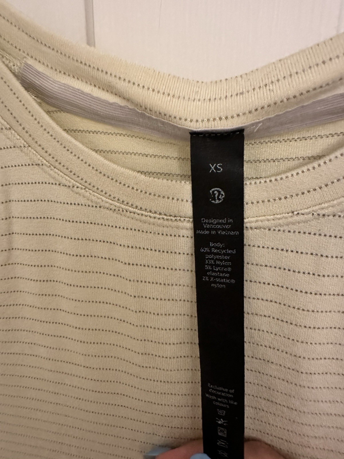 Lululemon Performance Tee Short Sleeve Butter Yellow Stripe Better Everyday XS