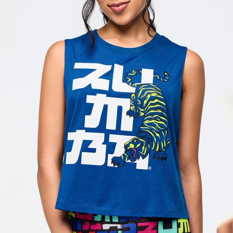 Zumba Eastern Flavor Loose Muscle Tank – So Into Blue ~ S M L XL ~ New!