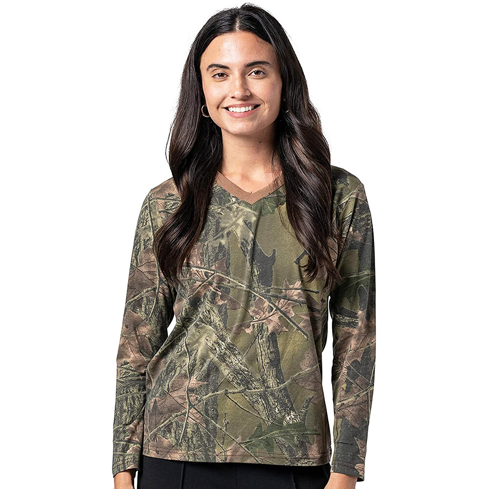 Womens Athletic Cotton Performance Long Sleeve T-Shirt V-Neck Casual Sports Top