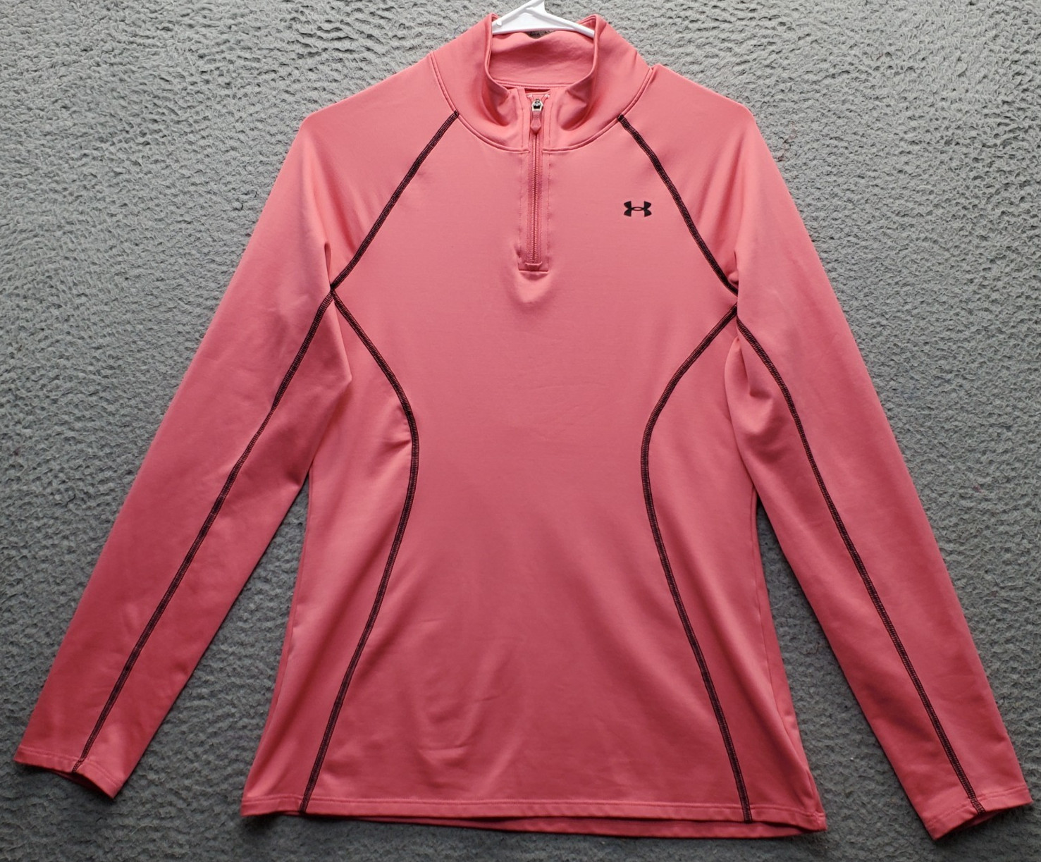 Under Armour Activewear 1/4 Zip Pullover Womens Medium Pink ColdGear Semi-Fitted