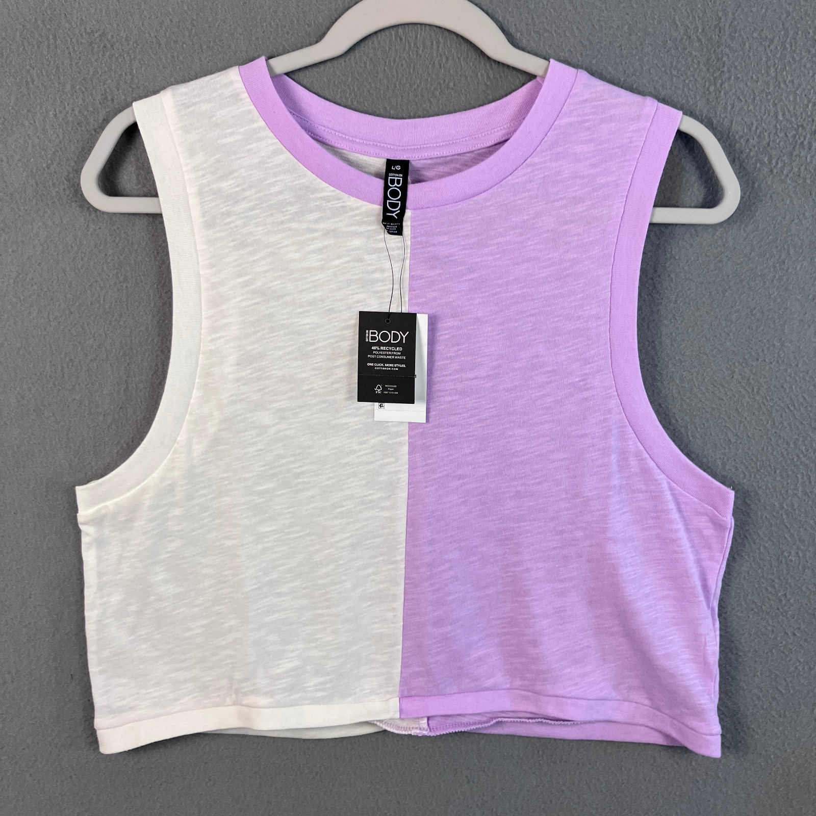 Cotton On Body Women’s Colorblock Sleeveless Tank Size L Pink Orchid Splice NWT