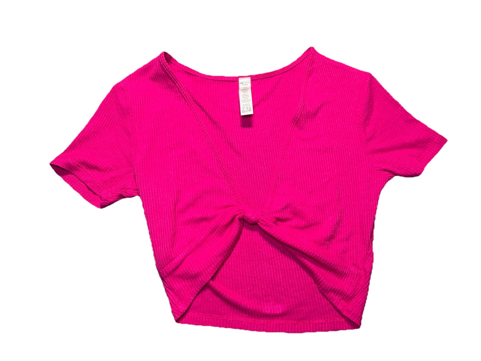 Alo Yoga Ribbed Knotty Crop Top Pink Size XS Gym Athletic Cute Tied Sexy