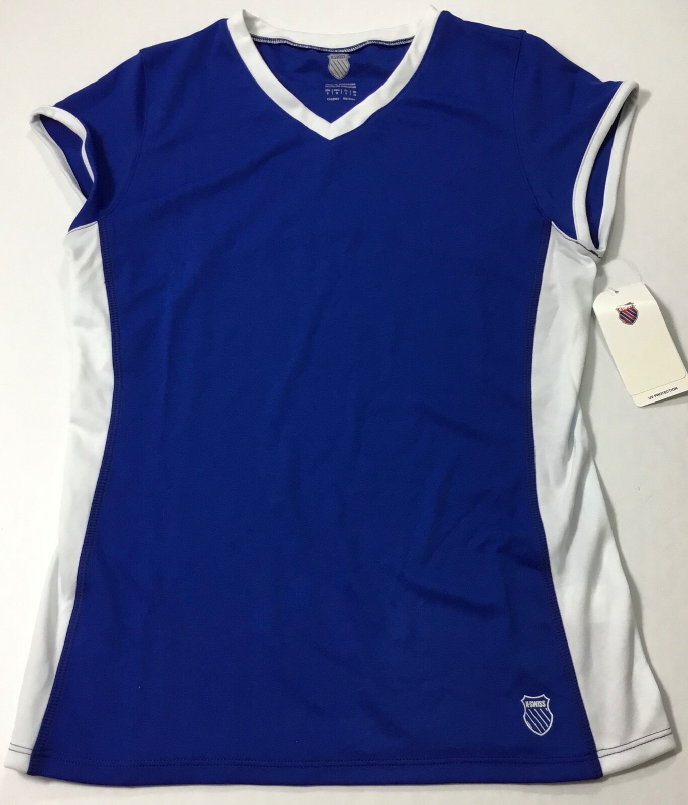 K-Swiss Women Cap Short Sleeve Athletic Shirt 19771 Blue White Size S