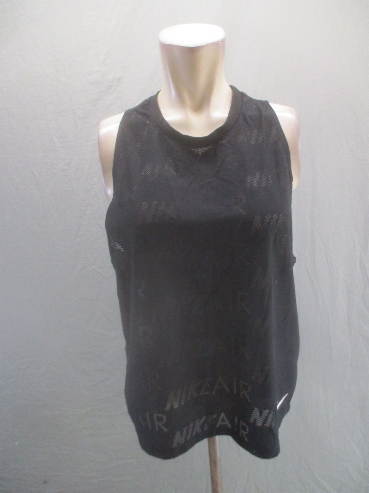 Nike Size L Womens Black Logo Sleeveless Round Neck Activewear Sports Tank 250