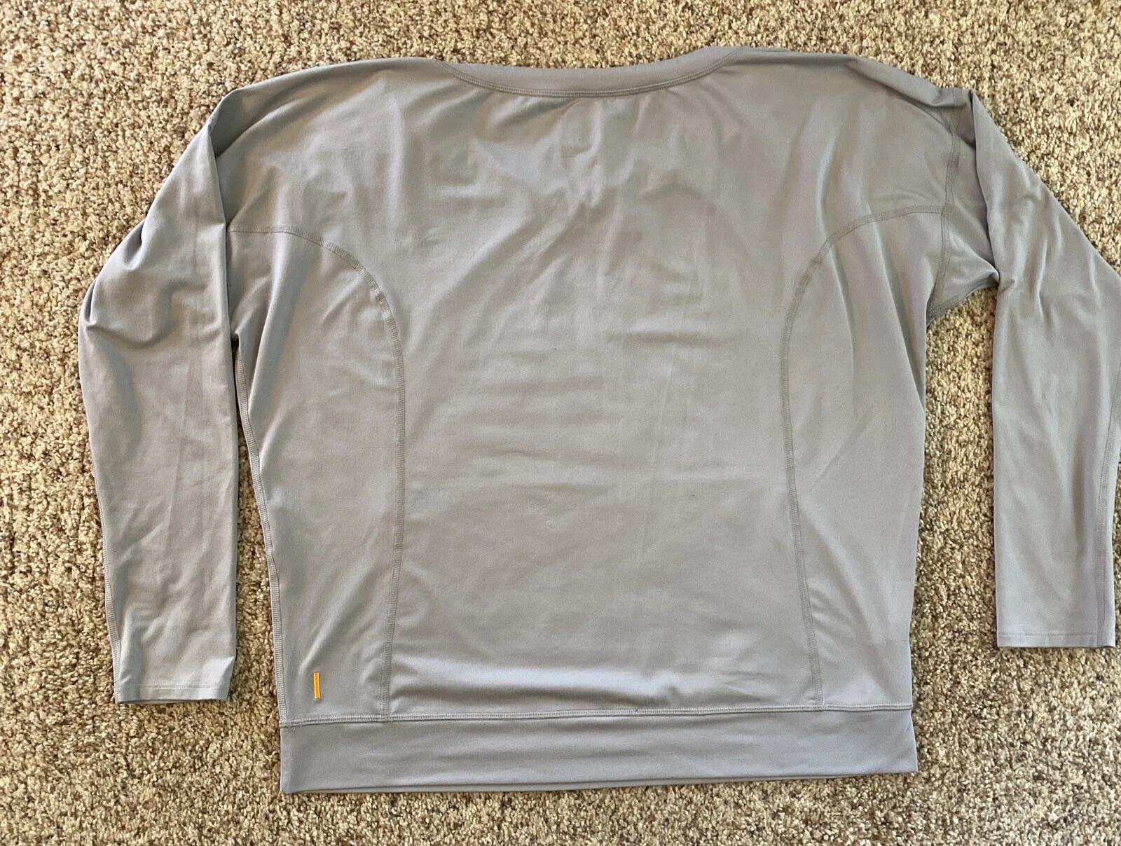 Lucy Tech Pullover Gray Stretch top Medium Draw string neckline Activewear