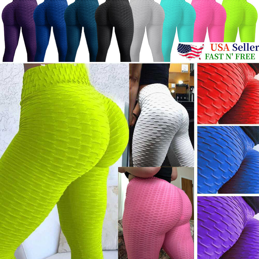 Women Push Up Leggings Yoga Pants Anti Cellulite Gym Ruched Scrunch Booty Shaper