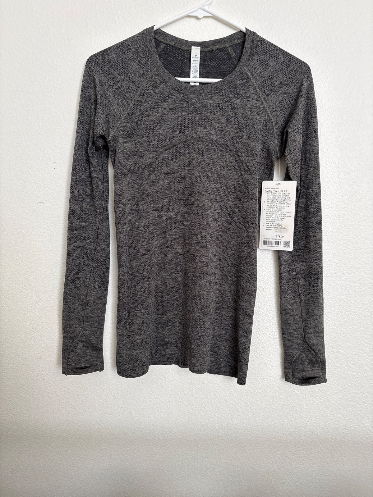 Lululemon Swiftly Tech 2.0 Long Sleeve Gray Olive Green sz 4