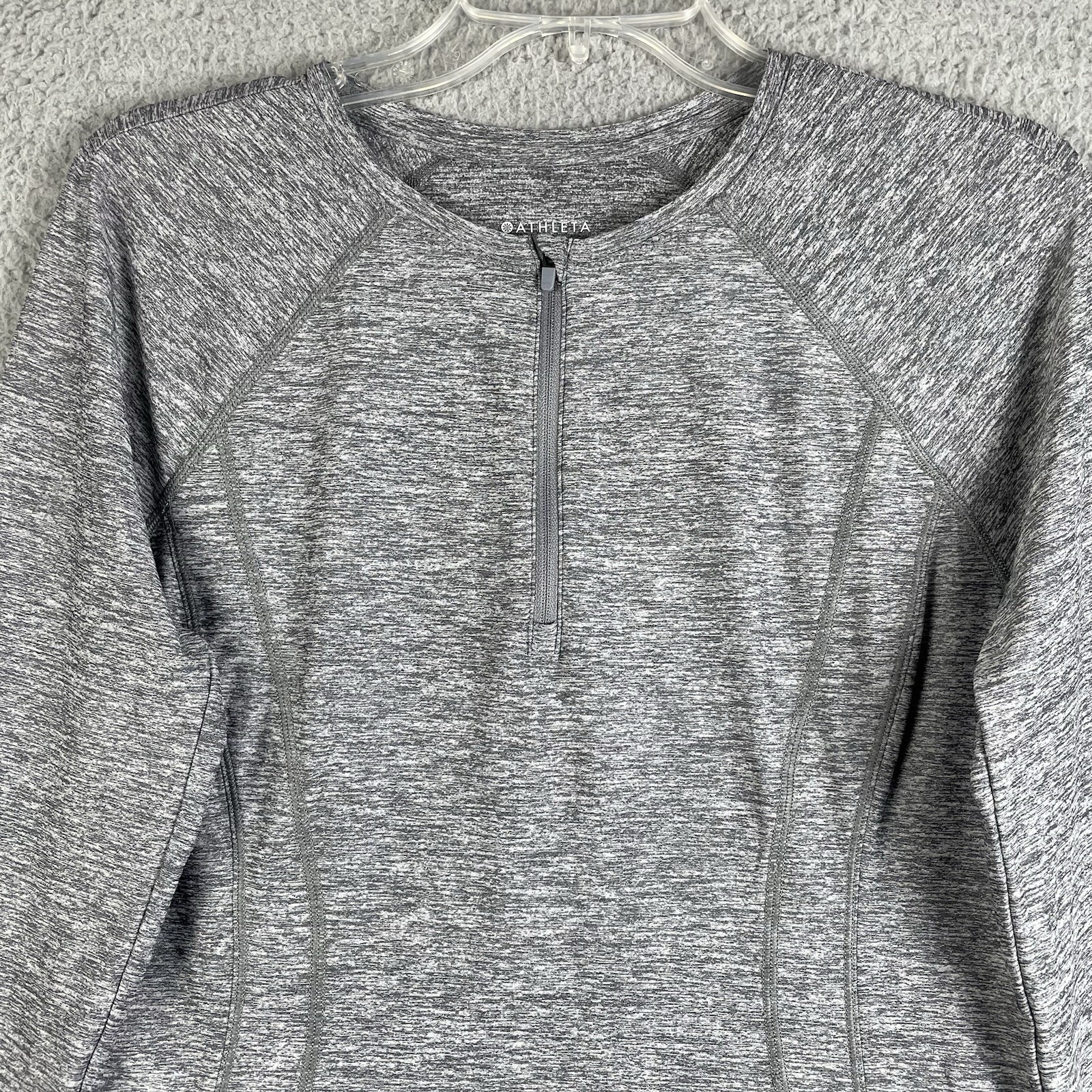 Athleta Quarter Zip Pullover Womens S Heather Grey Shirt Top Athletic Yoga Gym