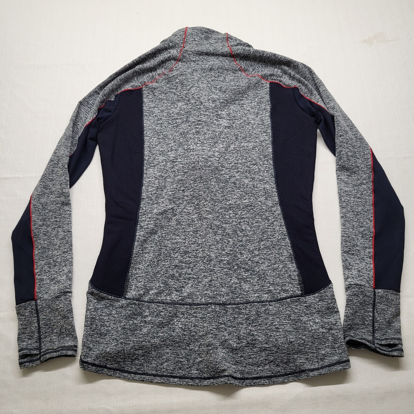 Athleta Half Zip Top Running Wild Small Gray Colorblock Performance Mock Neck