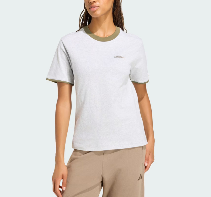 Adidas Women Seasonal Essential Color Pop Embroidered Graphic Tshirt Asian Size