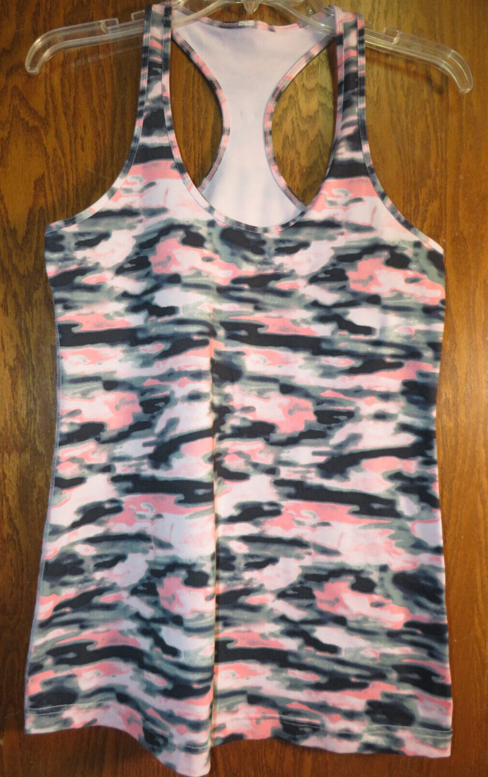 Lululemon 10 12 Cool Racerback Tank Wamo Camo Pink Coral Gray EUC! Pretty!